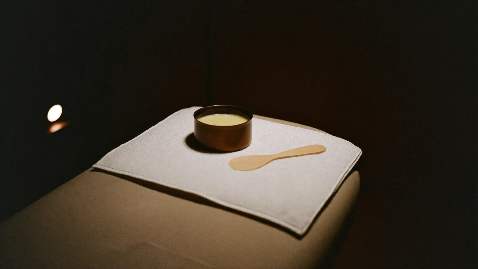 Warm wax being prepared in a treatment room
